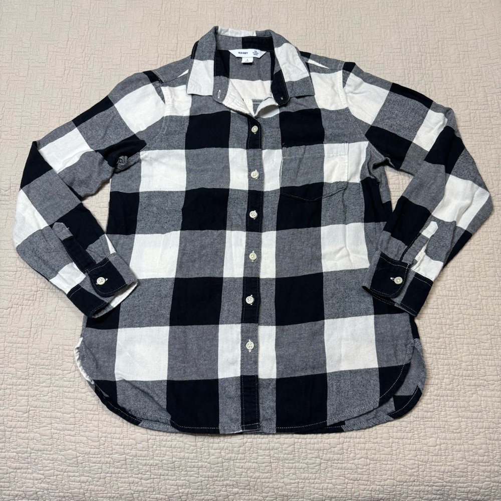 Old Navy Relaxed Plaid Twill Classic Shirt Women’s Size Small
